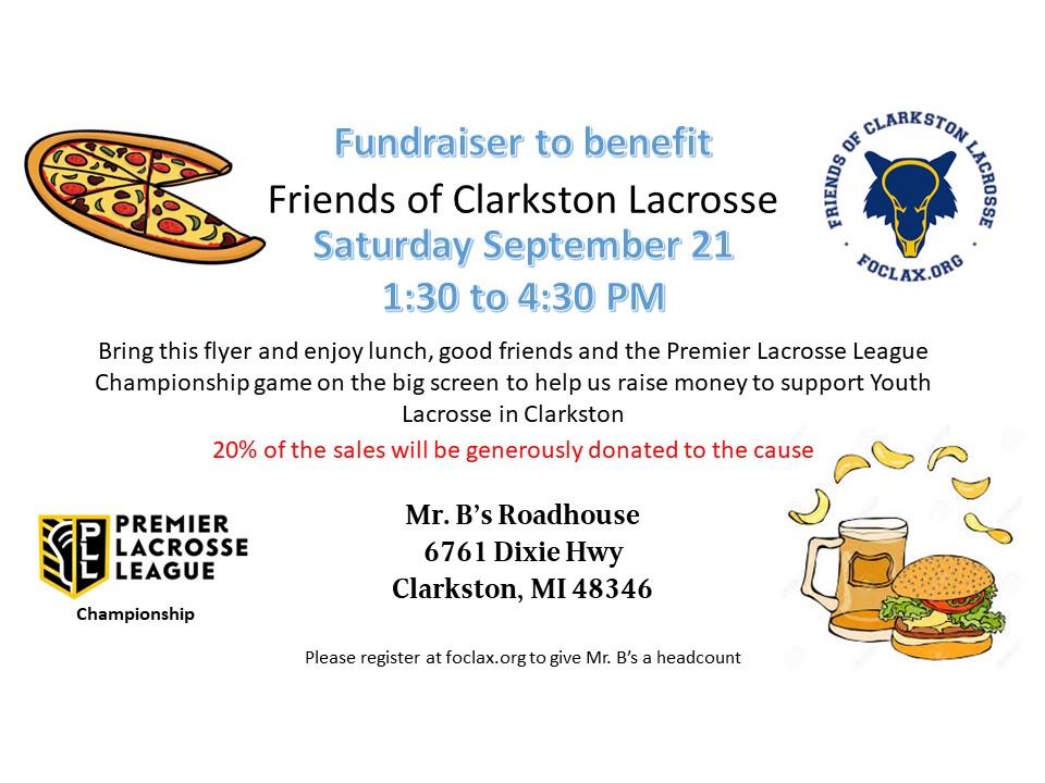 Premier Lacrosse League Fundraiser : Friends of Clarkston Lacrosse